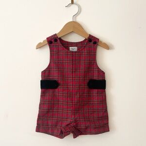 VINTAGE TALBOTS KIDS EUC Classic Christmas Plaid Jon Jon w/ Velvet Detailing